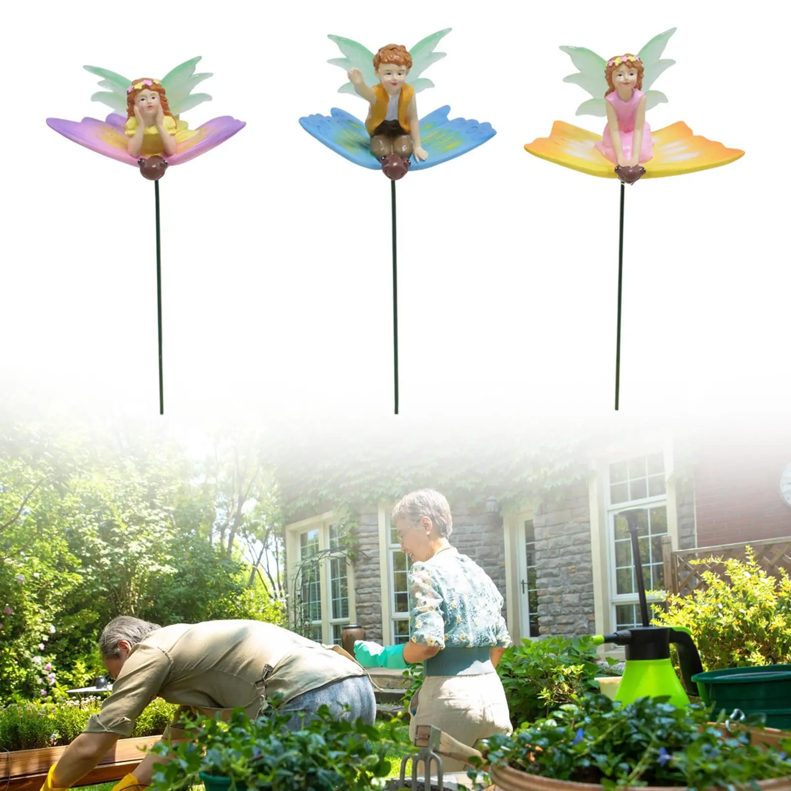 3 Pieces Mini Fairy Statue Garden Stakes Luminous for Lawn Walkway Farmhouse