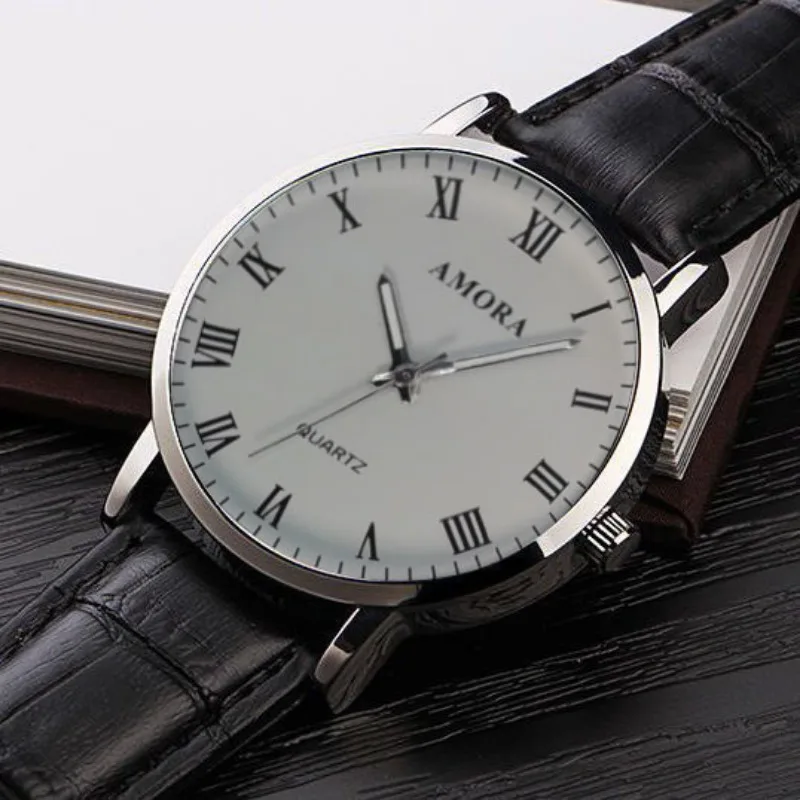 Reloj informal con esfera redonda, Relojes de pulsera de cuarzo con correa de cuero, Relojes de pulsera de negocios Para Hombre, Relojes de lujo Para Hombre