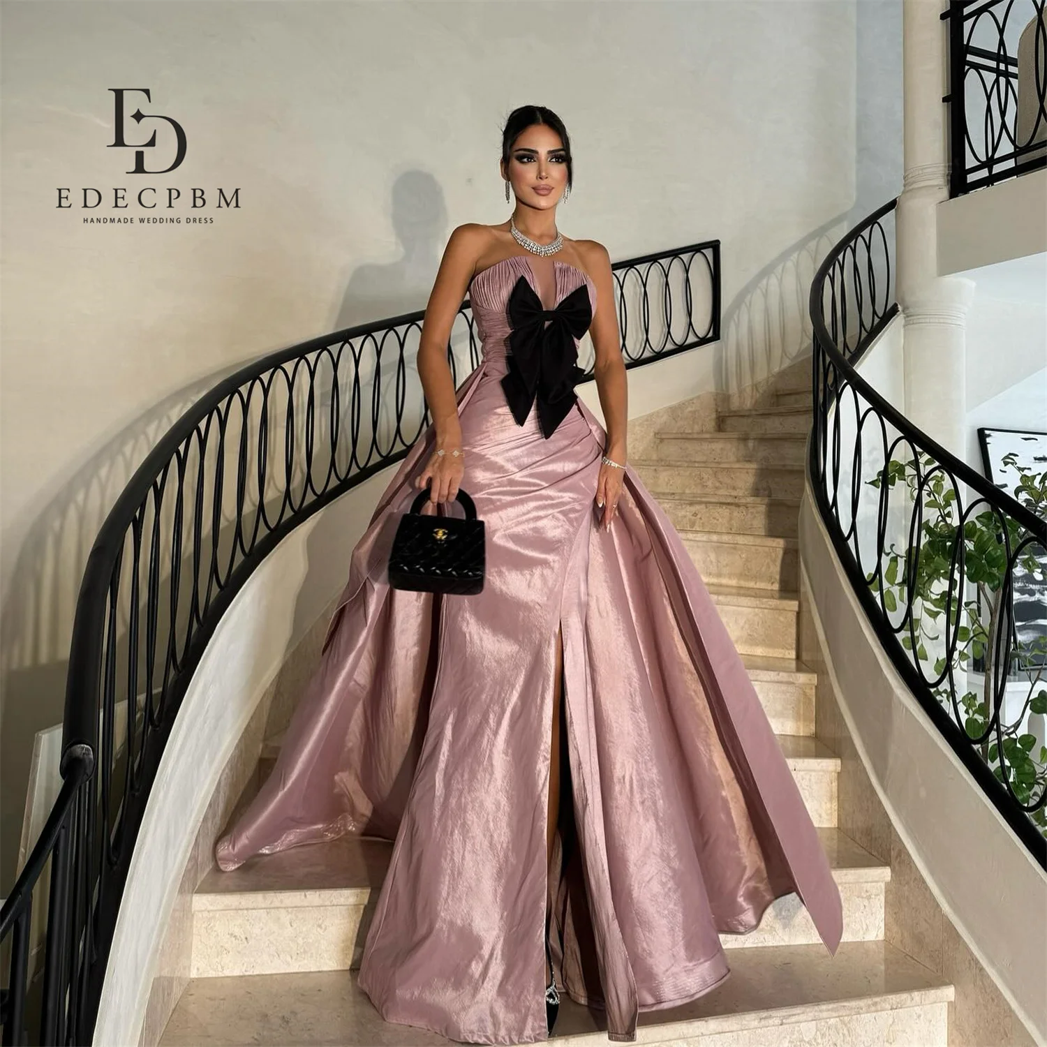 

EDECPBM Customized Evening Dresses Vestidos De Festa Prom Dresses 2025 Grace Lilac Women Evening Dress Bow فساتين سهرة Mermaid