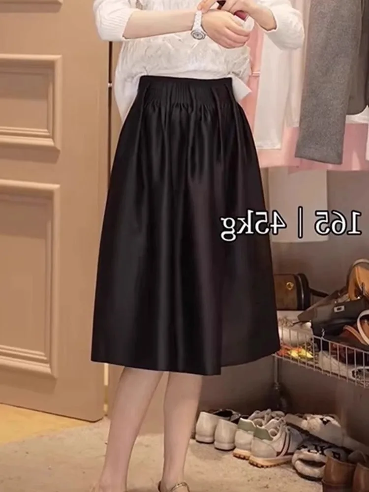 Design chique verão f-comprimento saia coreano sle commute versátil emagrecimento inchado saia feminina cintura alta solto ajuste