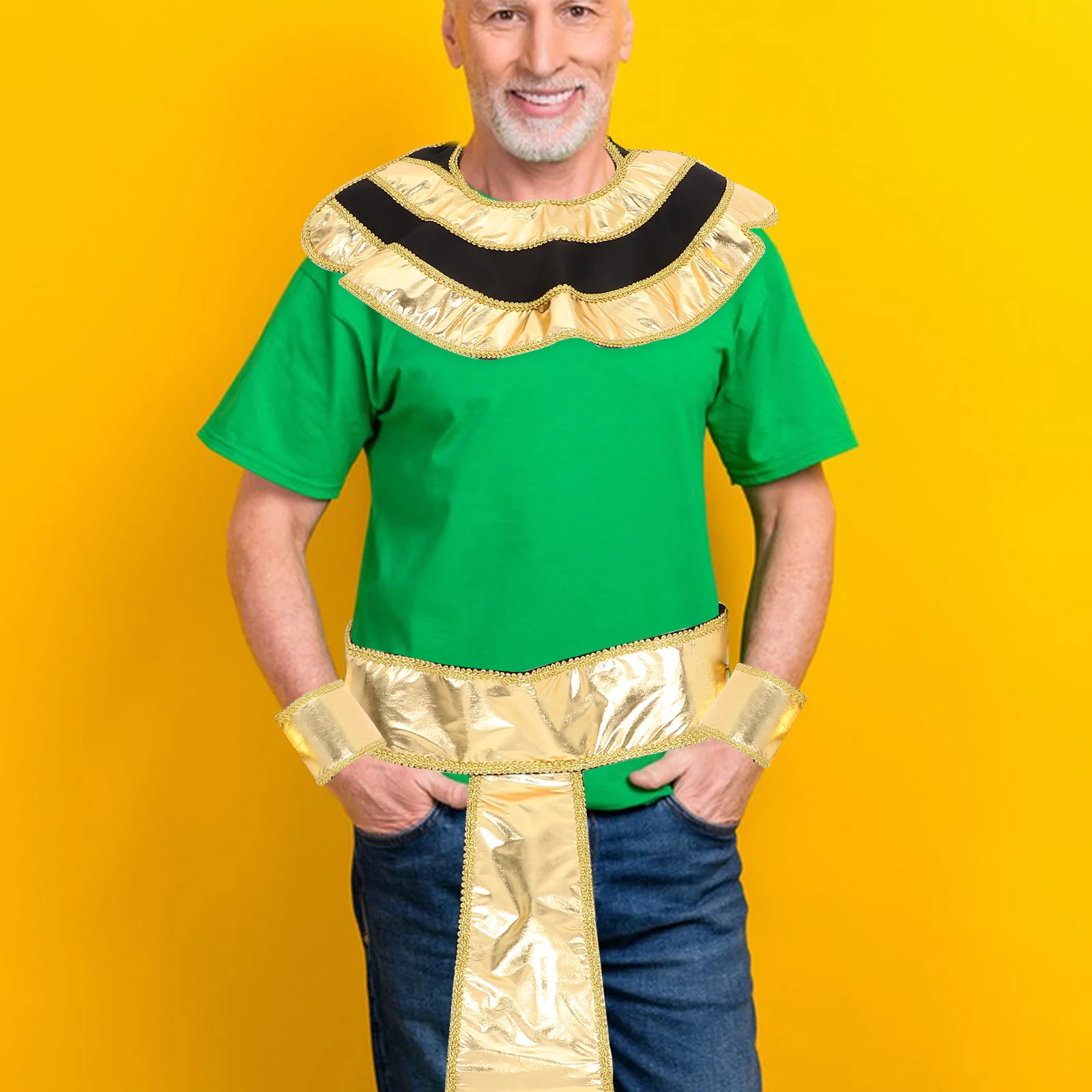 

1Set Ancient Egyptian Costume Accessories Pharaoh Style Belt Collar Wristbands for Halloween Party Cosplay Outfit Men Adult