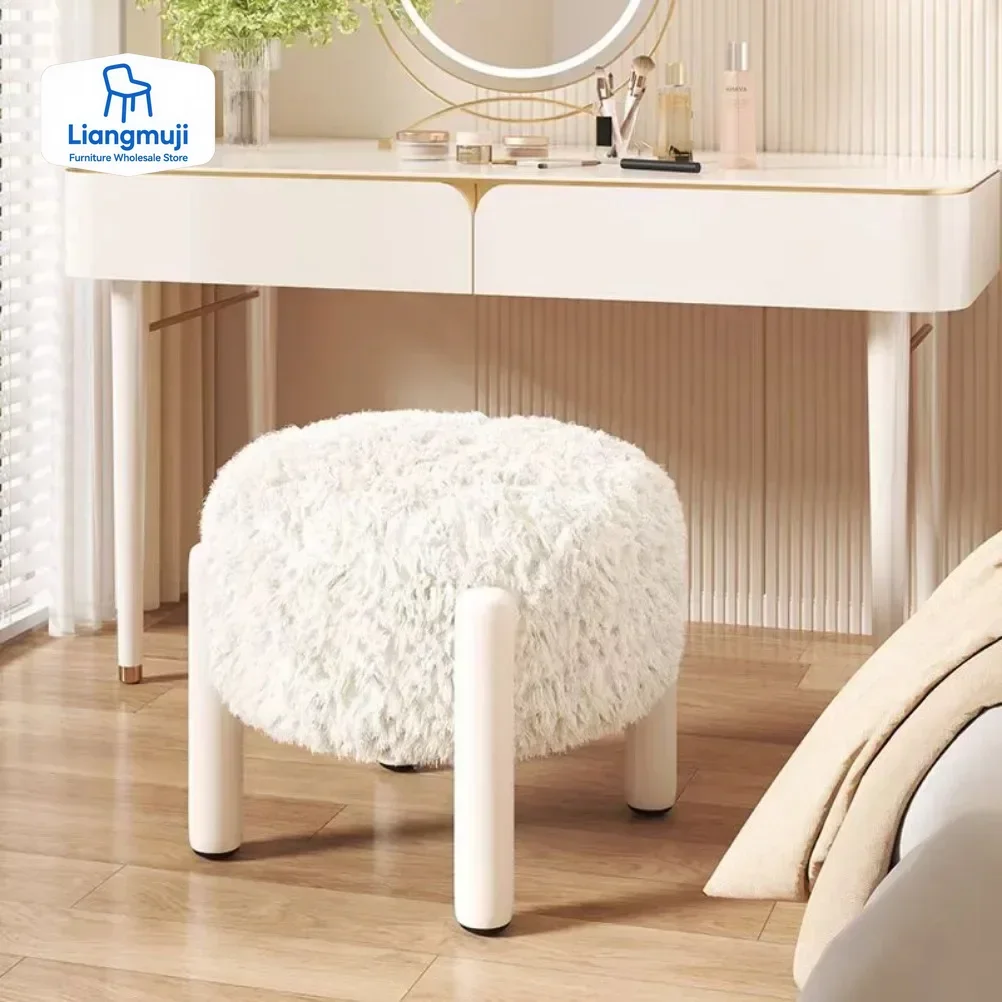 

Creative PlushStool Fashion Bench Children's Stool Seat Thickened Legs Change Shoe Stool for Living Room Bedroom Dcoration