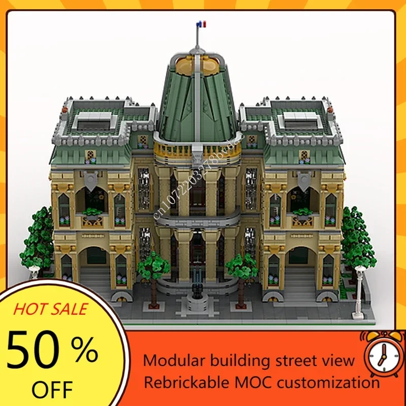 5870PCS Customized MOC Modular French Museum Street View Model Building Blocks Technology Bricks DIY Assembly Toys Birthday Gift