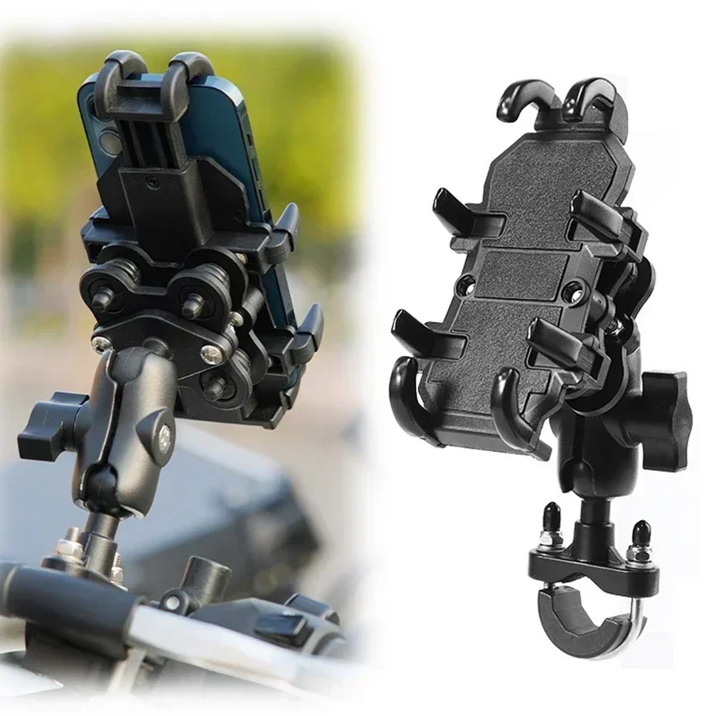 

Motorcycle Phone Holder W/ Shock Absorber Bike Handlebar Rearview Mirror Mount GPS Clip for 4.7-7.1 inch Mobile Phone Shockproof