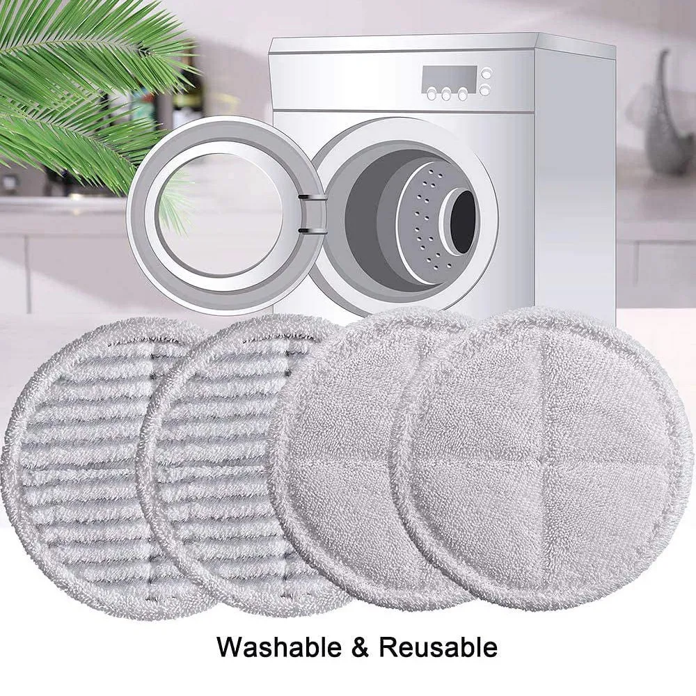 4 Pack Cleaning Mop Pads Replacement Compatible for Bissell Spinwave Pads 2039A 2124 (2Soft Pads + 2 Scrubby Pads)