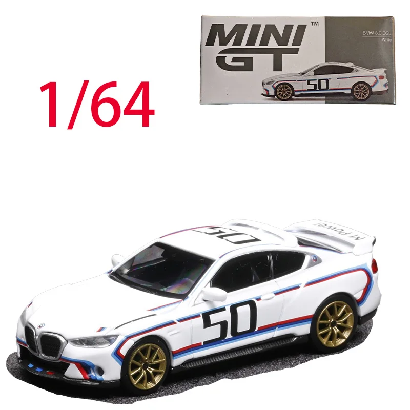 

MINIGT Diecast 1/64 Scale BMW Alloy Car Model BMW 3.0 CSL #50 Play Vehicles Toys for Boys Original Box Collection Piece