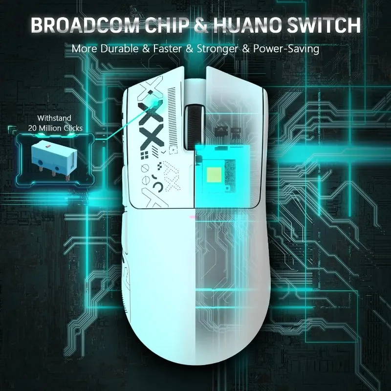 ATTACK SHARK X11 ماوس ألعاب لاسلكي خفيف الوزن/ماوس ملصقات مع قاعدة شحن RGB ثلاثي الوضع 2.4G/BT 5.0/USB-C سلكي #3