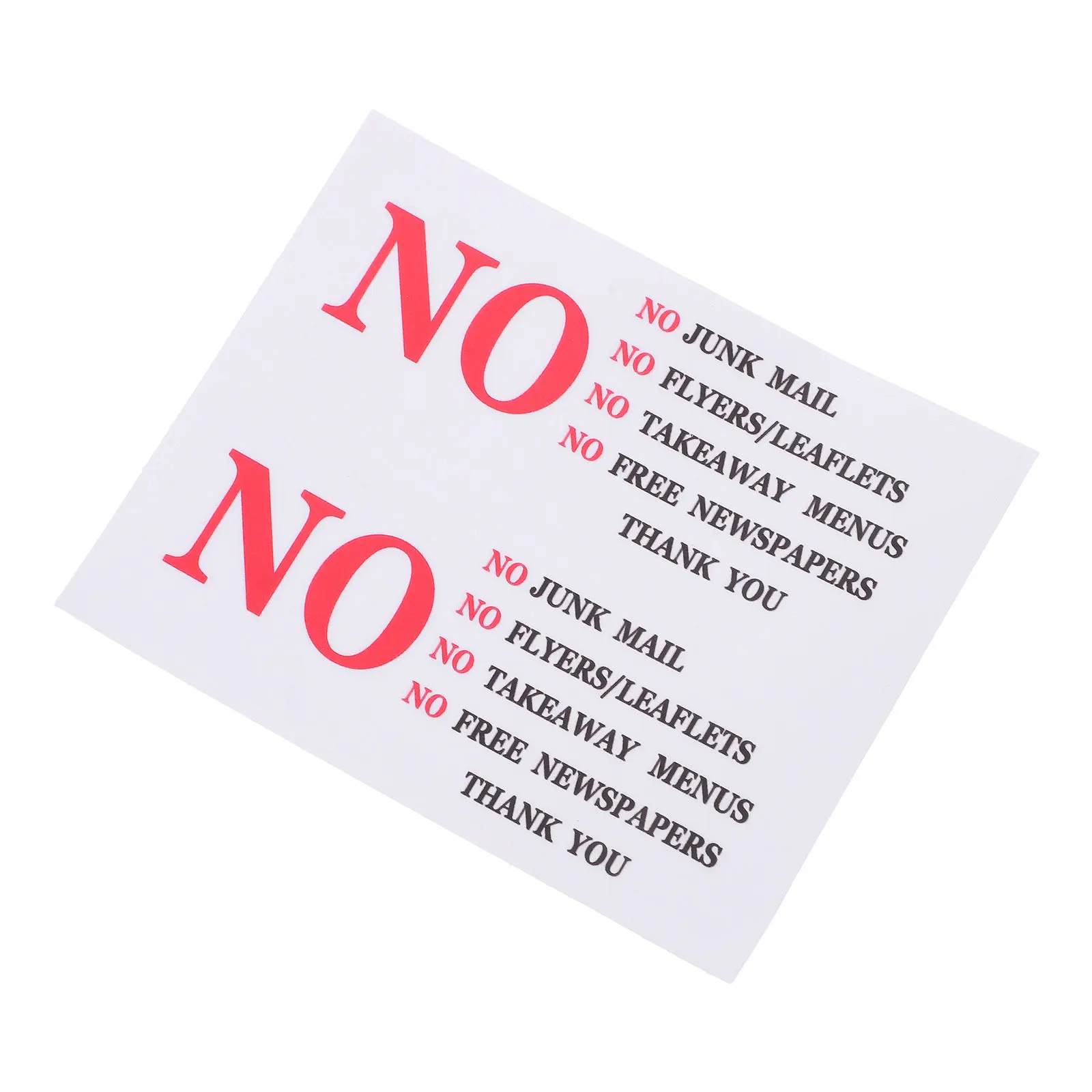 2Pcs No Junk Mail Sign Sticker for Mailbox Weatherproof Self Adhesive Decal Functional Mailbox Communication Tool Clear Message