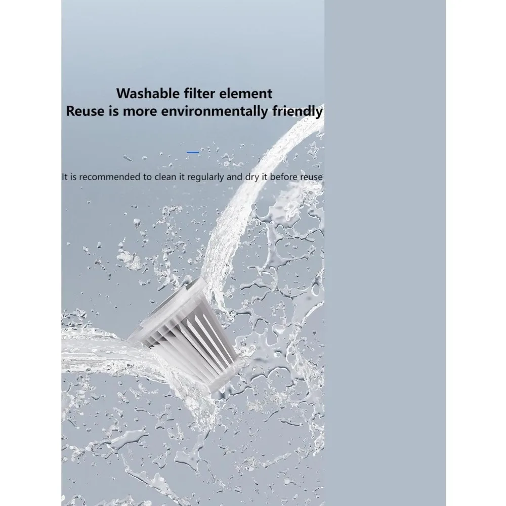 مكنسة كهربائية للسيارة متعددة الوظائف وقابلة لإعادة الاستخدام وقابلة للغسل مع عنصر فلتر، تعرض الطاقة المتبقية، مثالية لسيارات الدفع الرباعي والمتقاطع #6