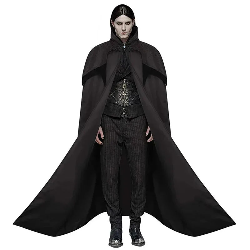 

Halloween Knight Pirate Costume Medieval Men Cosplay Gothic Retro Hooded Cloak Vampire Robe Carnival Dress Up h565