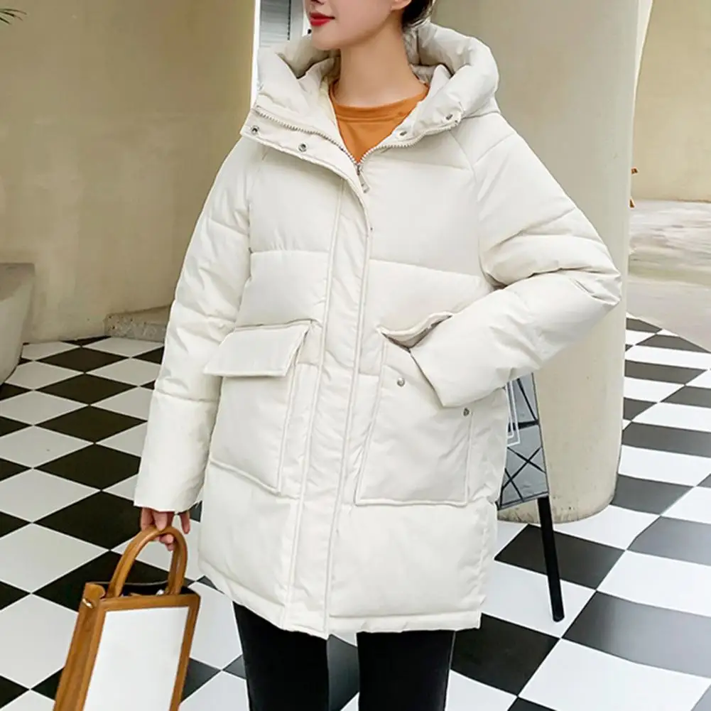 Women Cotton Jacket Stylish Women\'s Hooded Winter Jackets with Button Zipper Closure for Autumn Winter Thick Warm for Female