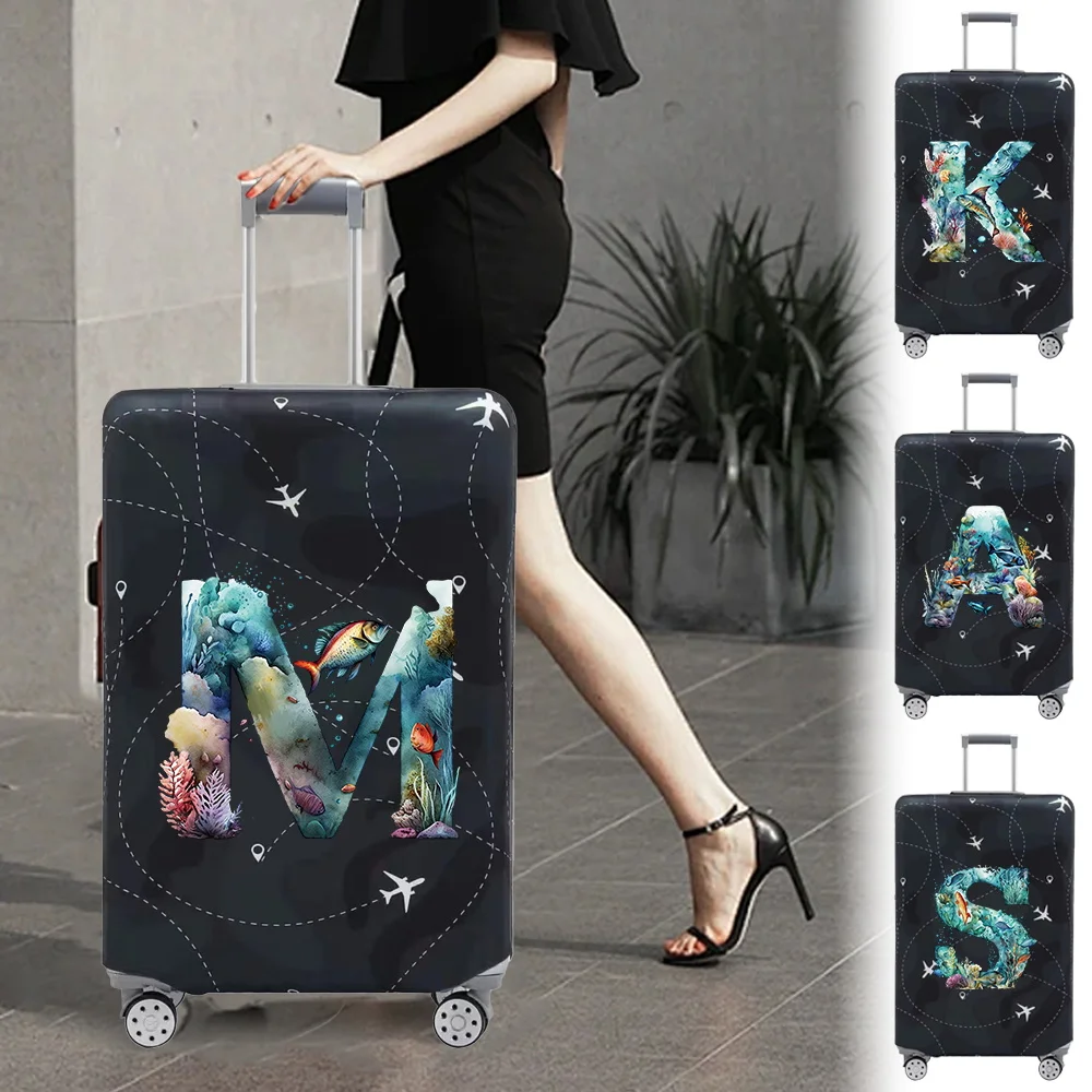 Travel Suitcase Cover Luggage Stretch Fabric Protective Covers Baggage Case Cove for 18-28 Inch Suitcases Fish Series