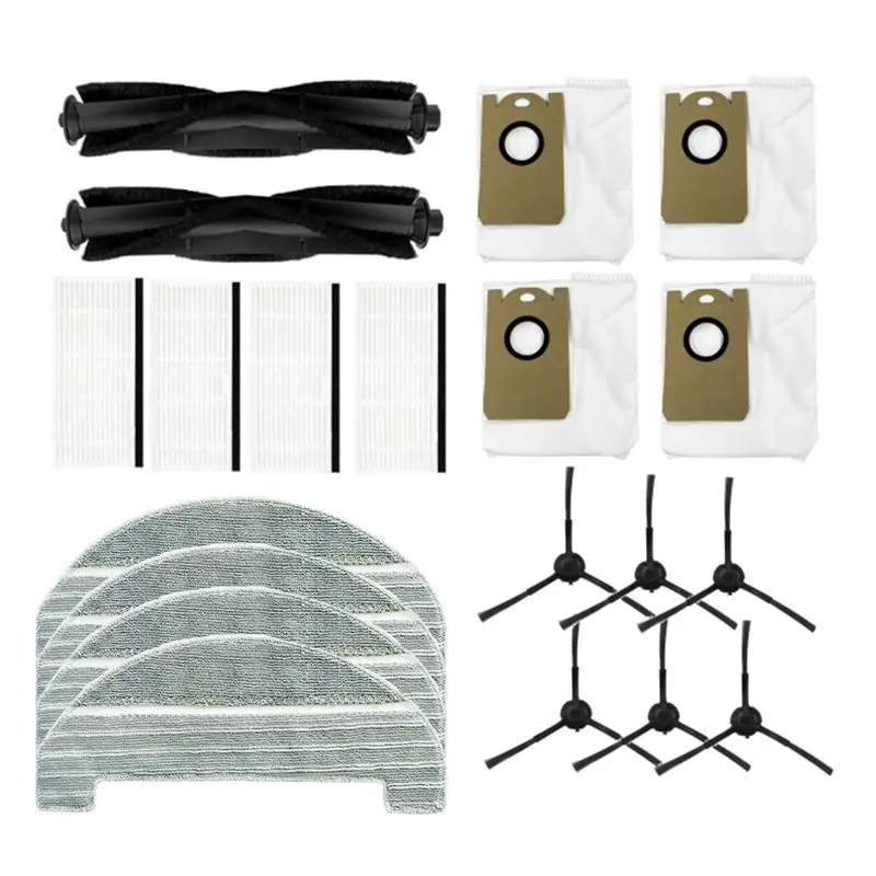 

AB46-Запасные части для робота-пылесоса Proscenic M8pro: HEPA-фильтр, основная и боковые щетки, мешок для сбора пыли, аксессуары.