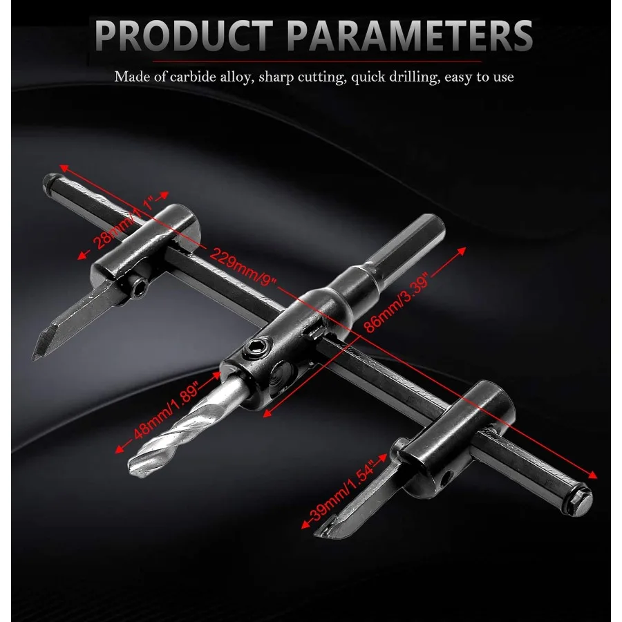 13 16 to 77 8 Adjustable Hole Saw Circle Hole Cutter Drill Bit for Woodworking and Drywall Installation Heavy Duty Round Cuttin