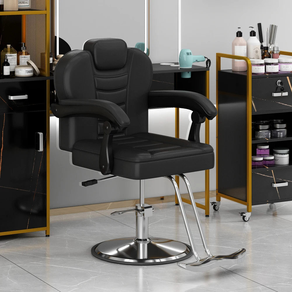 Classic Reclining Barber Chair for Hair Stylist with Heavy Duty Hydraulic Pump, Tattoo Chair Shampoo Beauty Salon Equipment