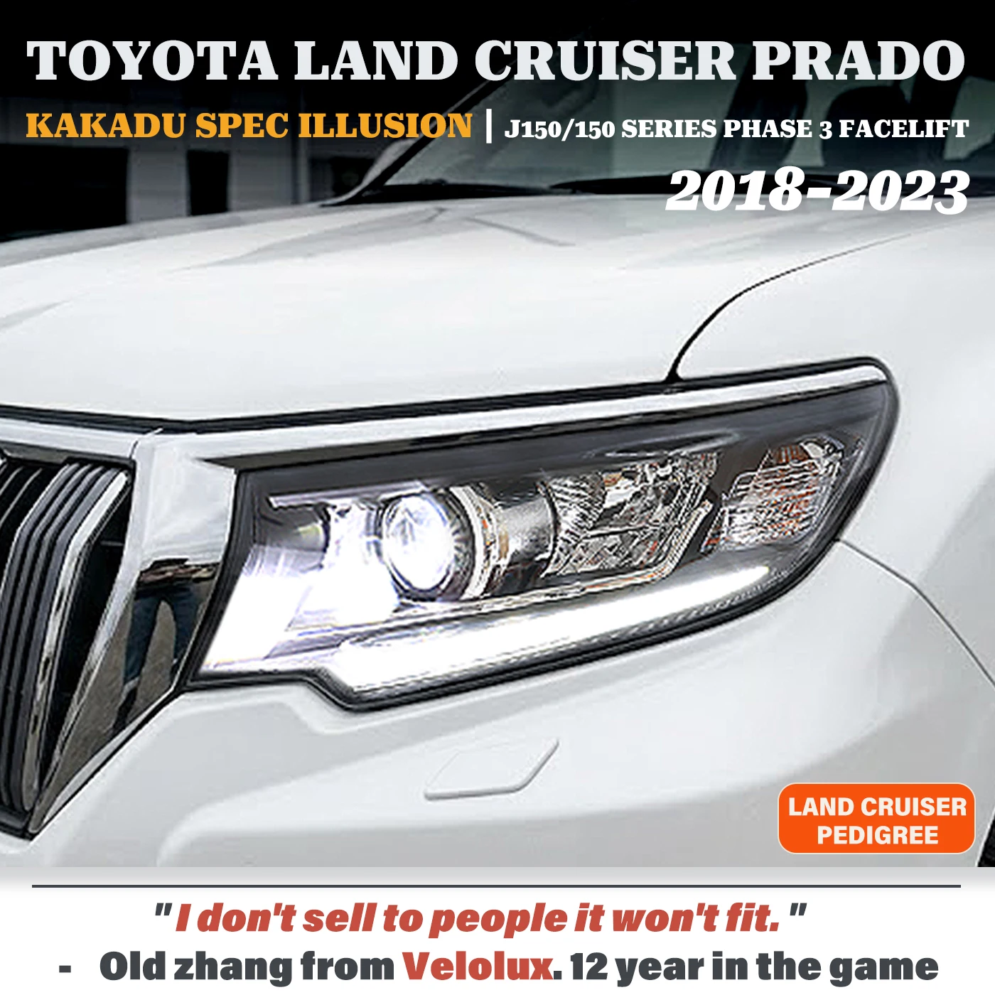 

For Toyota Prado 150 Series 2018-2023 LED Headlight Assembly Upgrade Hybrid-Optic Bi-LED Matrix Dynamic Sequential Plug-N-Play