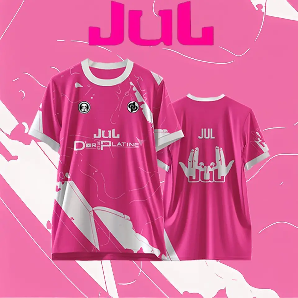 Nouveau maillot de football imprimé JUL pour l'été, idéal pour les sports de plein air. Séchage rapide, unisexe, respirant, col rond._voghion.com
