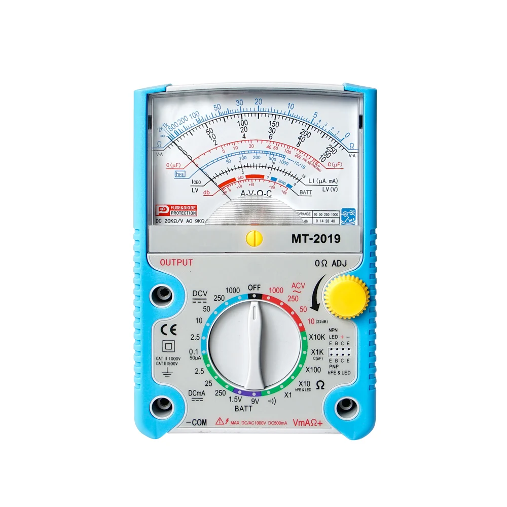 MT-2019 Analog Multimeter Protective Function Safety Standard Professional Ohm Test Meter Voltage Current Capacitance Detection