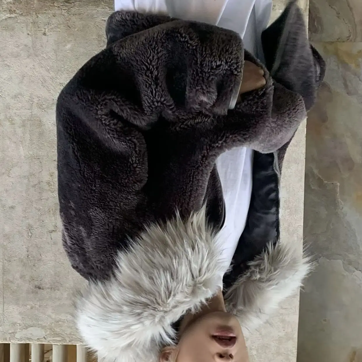 

Young 2025 handsome mountain eagle handsome men winter warm thickened coat imitation fur coat trend