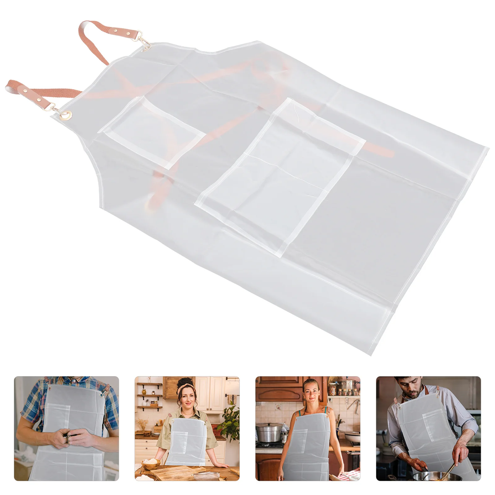 

1pc Waterproof Clear Pvc Apron For Dishwashing Cooking Cleaning Lab Heavy Duty Oil Transparent Apron Adults Women