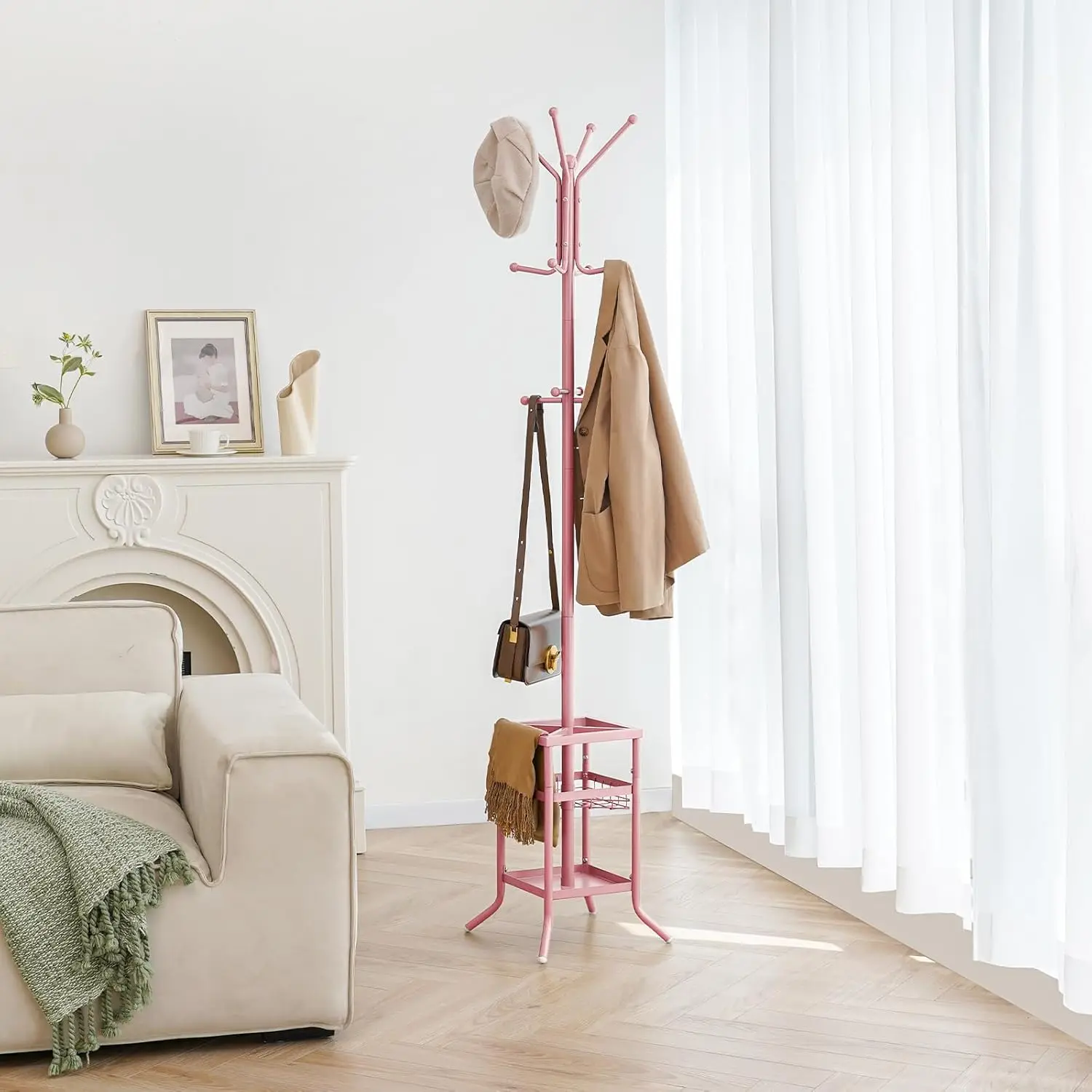 

Yoobure Coat Rack Freestanding, Coat Tree With Umbrella Holder, Metal Coat Rack Stand With 12 Hooks, Modern Coat Hanger Stand