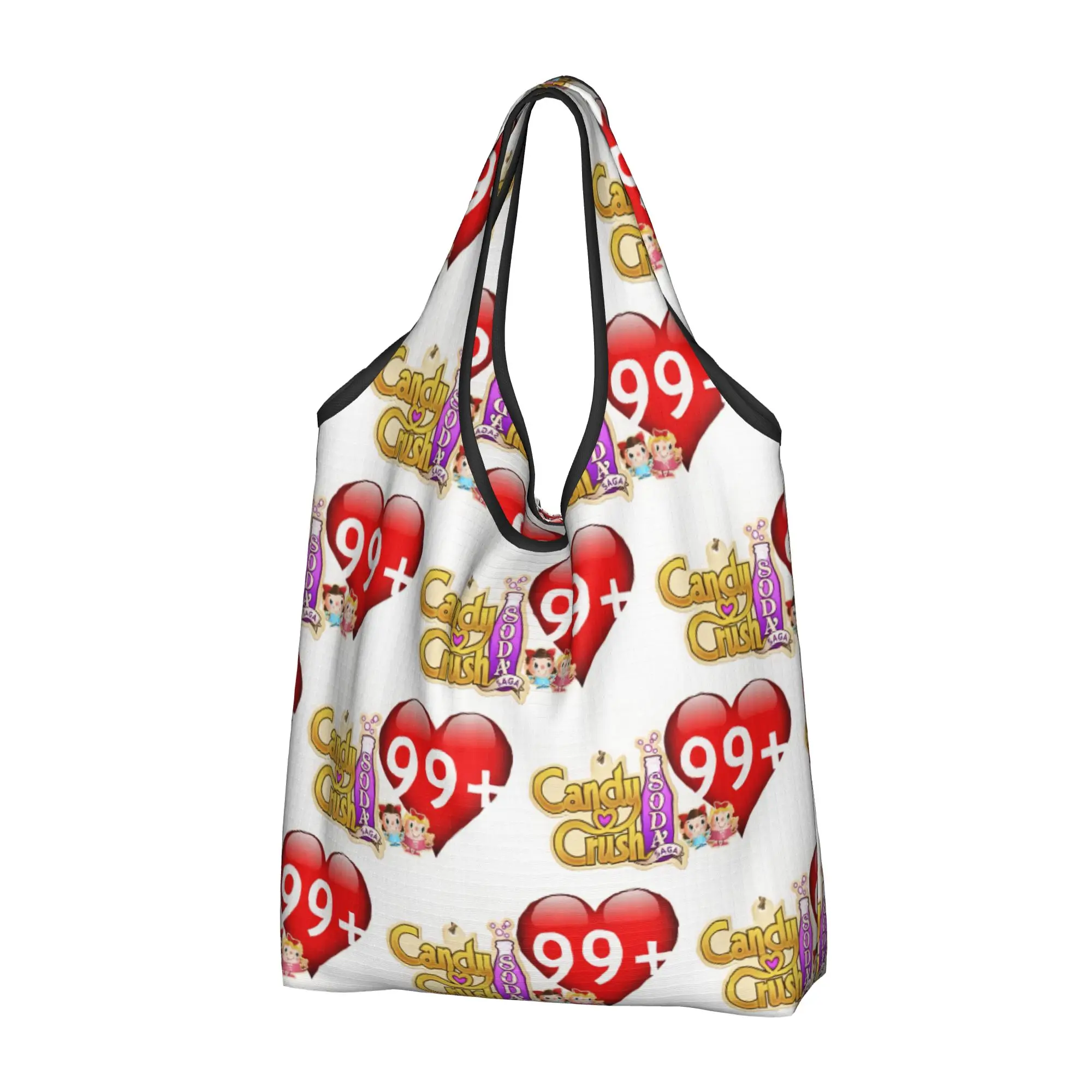 Recycling Video Game Colorful  Candy Crush Saga  Shopping Bag Women Tote Bag Portable  Groceries Shopper Bags