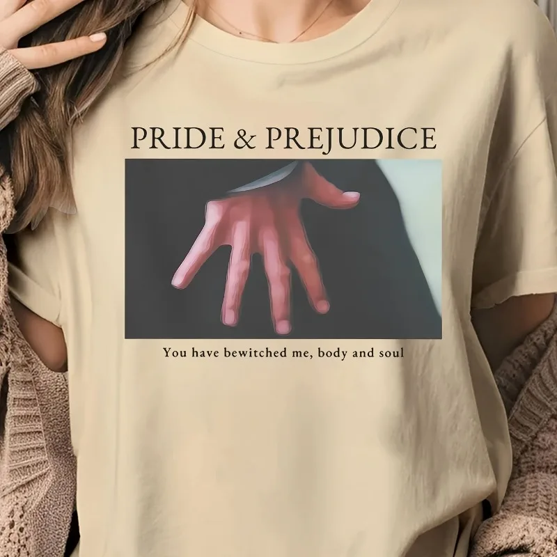 Y2K Harajuku Retro Street Pride and Prejudice Hand Bending T-shirt Summer New Style Suitable for Both Men and Women