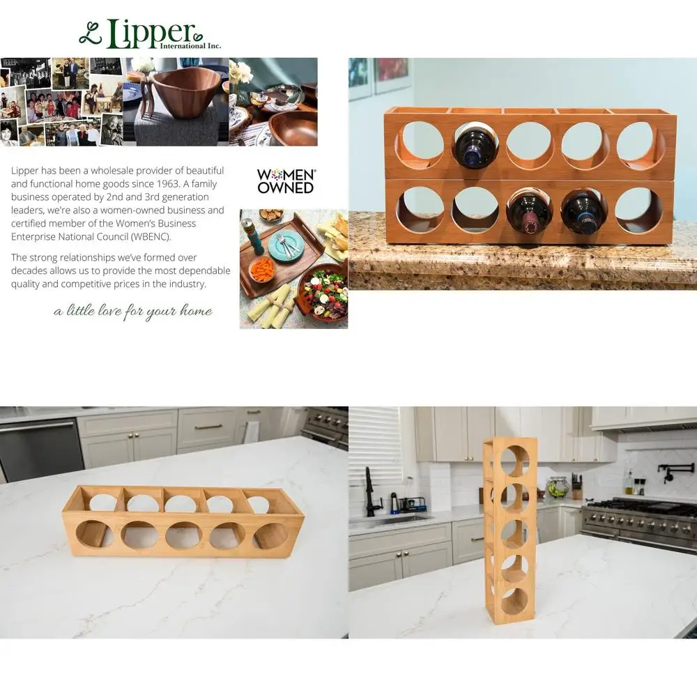 

Stackable Bamboo 5-Bottle Wine Rack, 20.75 x 5.375 x 4.75