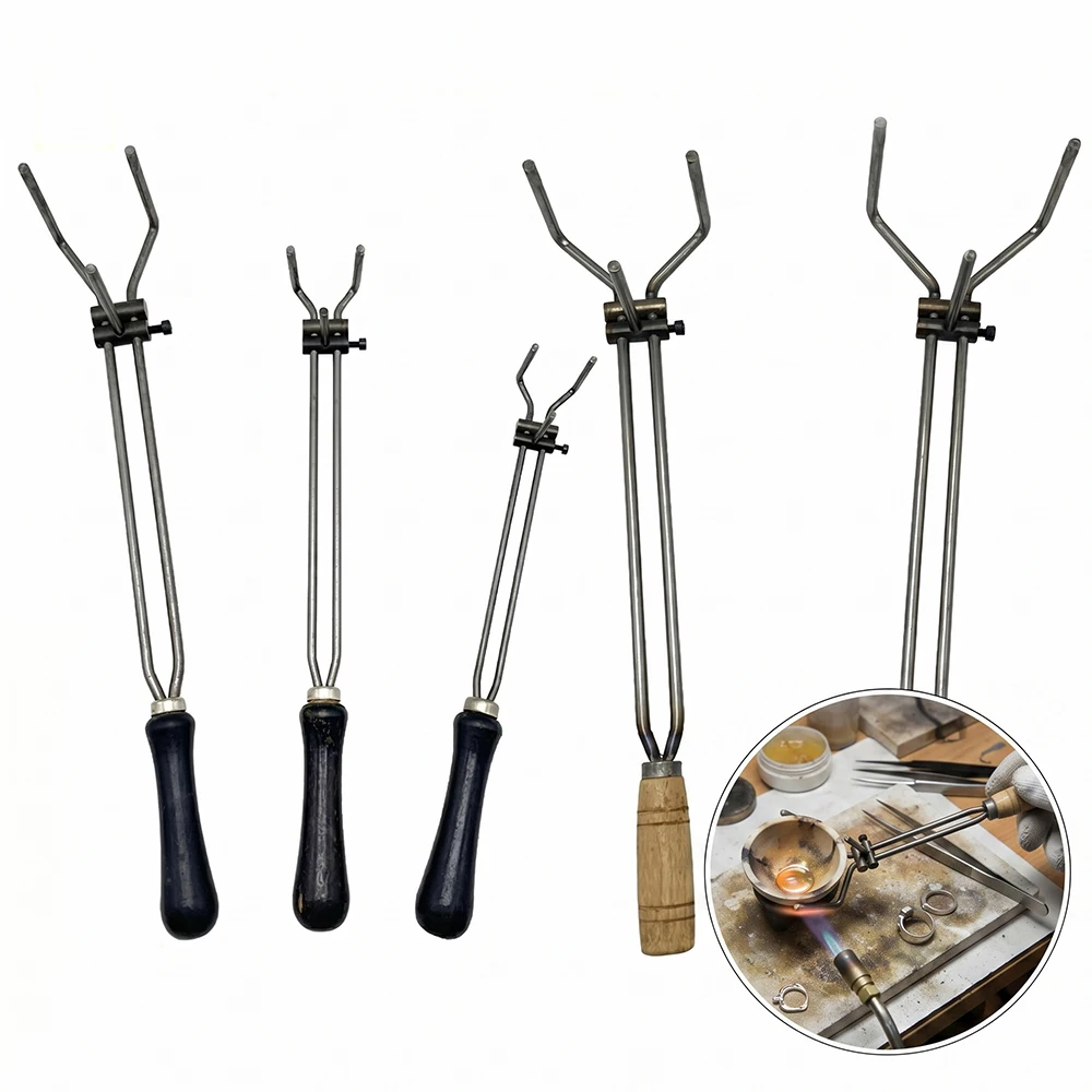 High-Temp Crucible Tongs Carbon Steel Melting Bowl  Holder Clamp Grip Pliers for Gold Silver Smelting Casting Metal Refining