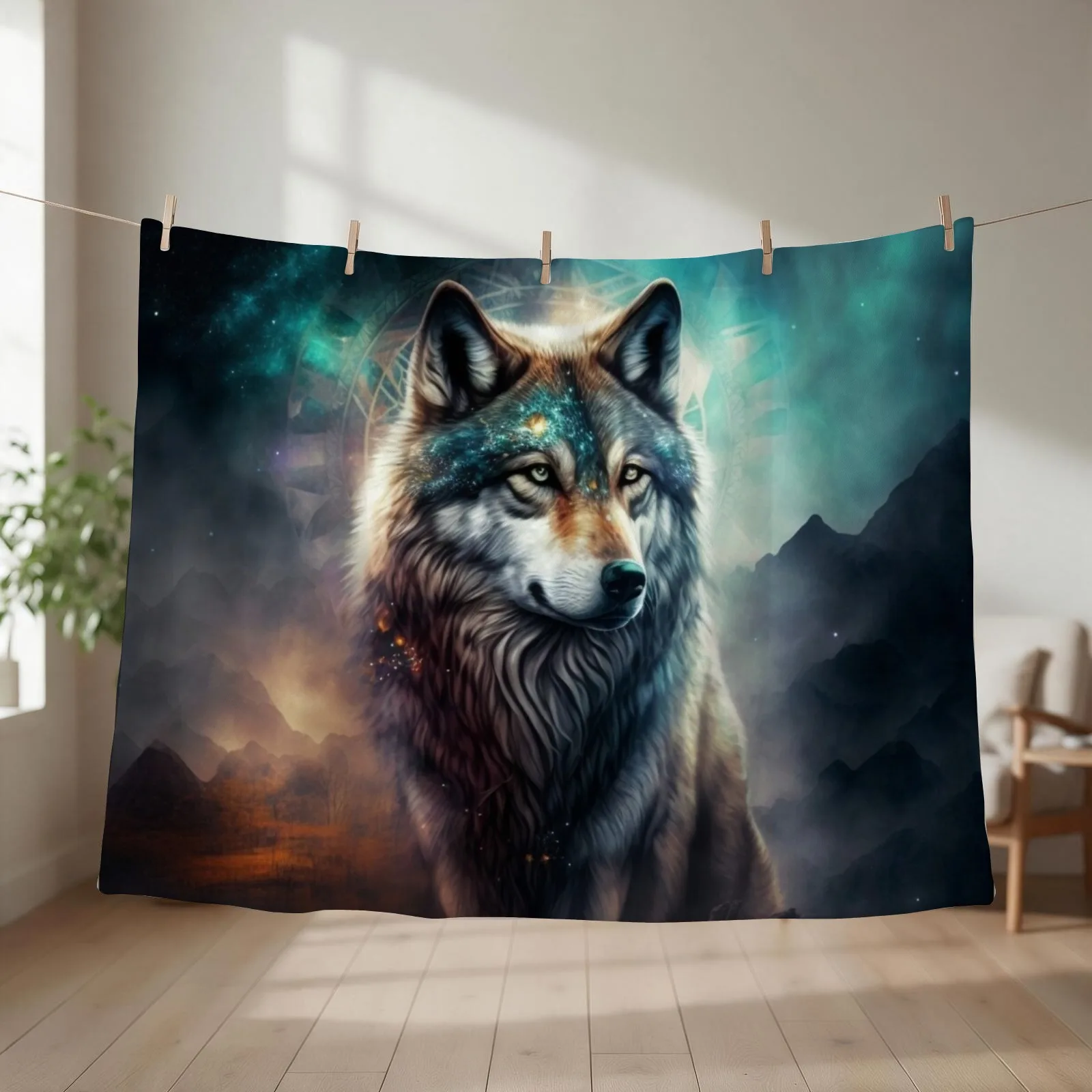 spirit animal wolf Throw Blanket couch cozy soft plush fuzzy picnic outdoor blanket