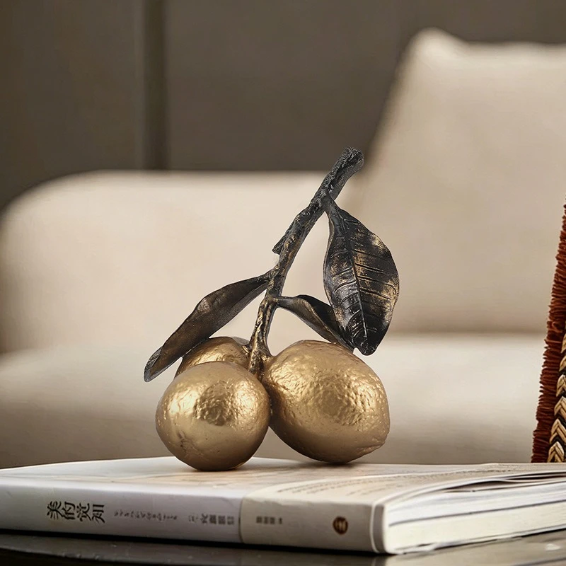 Creative Fruit Ornament Retro Aesthetic Gold Lemon Sculptures Living Room Decor Miniature Elegant Sculptures Home Decoration