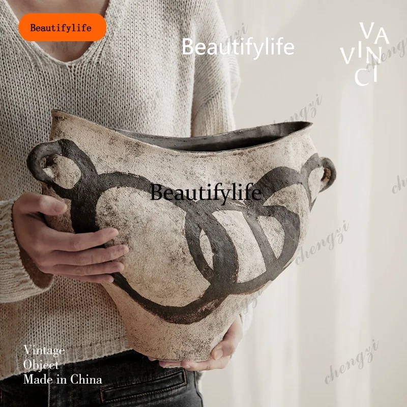 CCC Special-shaped new Chinese hand-painted ceramic vase ornament hotel homestay entrance flower arrangement