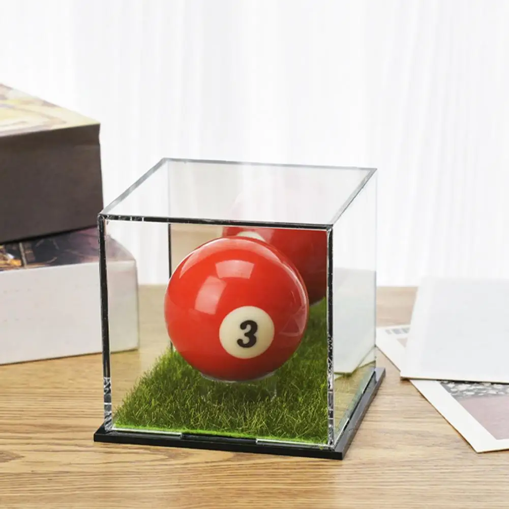 Baseball Display Case UV Protected Dustproof Acrylic Clear Square Ball Holder Baseball Stand Storage Holder Display Cube Box