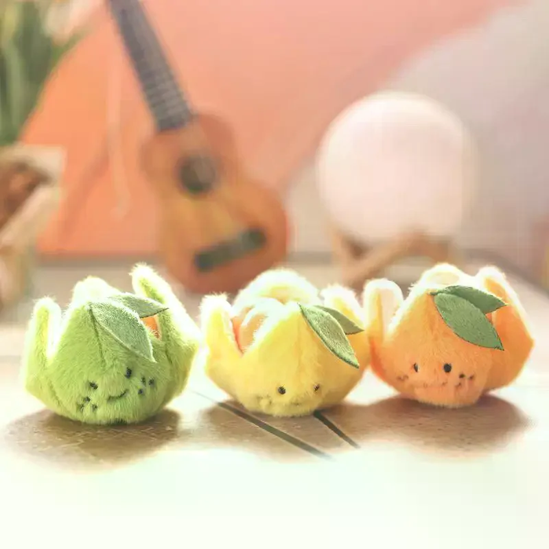 

Funny Cute Peelable Orange Plush Keychain Cartoon Simulated Orange Backpack Decorative Pendant Car Key Chain Friend Gifts