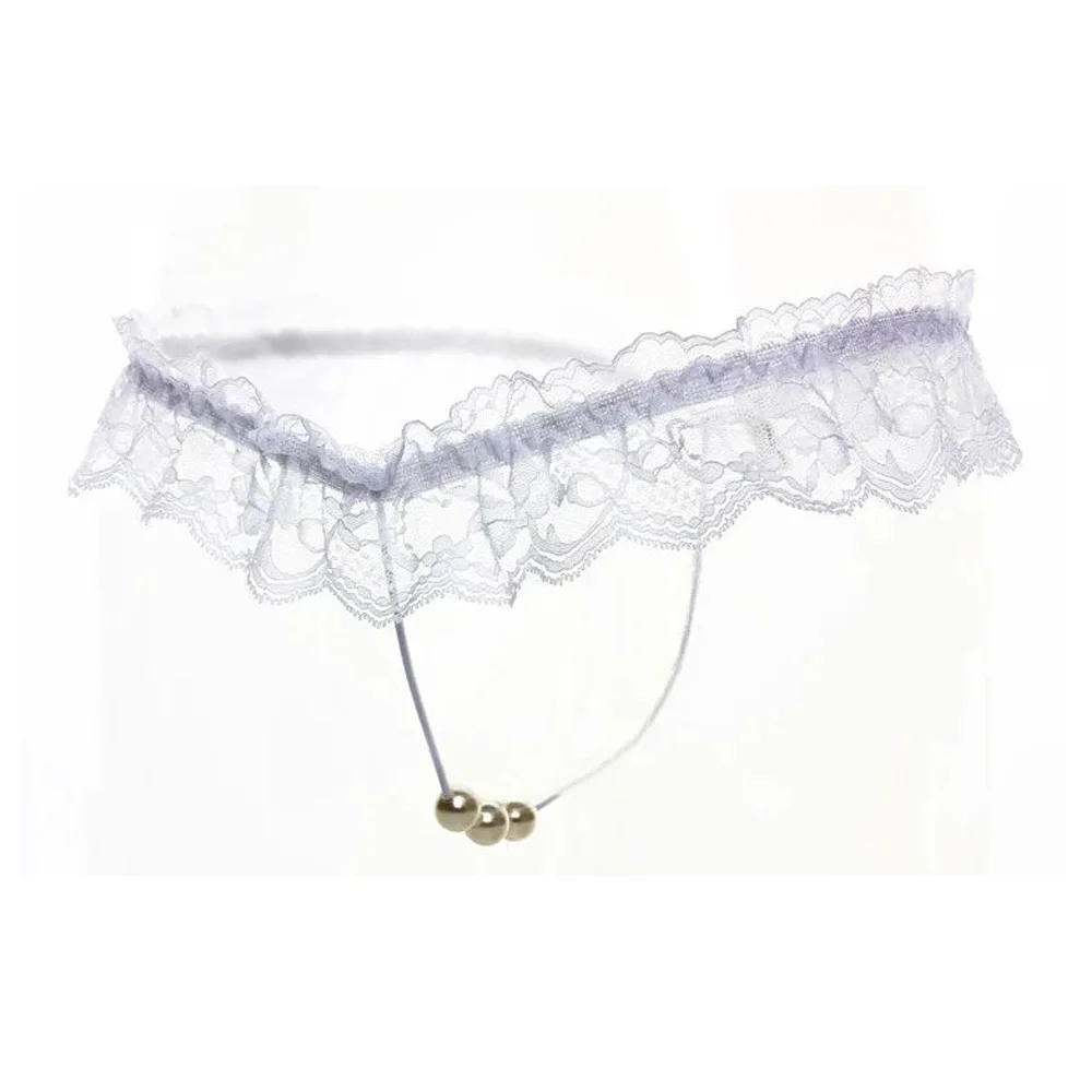 Erotic Sexy Crotchless Pearl Lace Panties Underwear Erotic Pant Women Briefs Transparent Panty Open Crotch Pearls Thongs