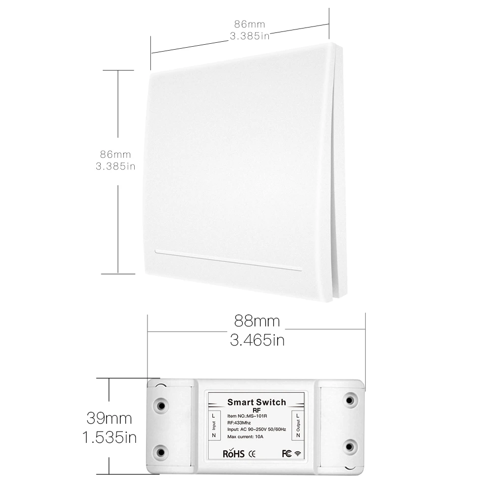 GERMA-interruptor inteligente inalámbrico para el hogar, receptor de Control remoto RF de 433Mhz, pulsador, interruptor transmisor de Panel de pared 86