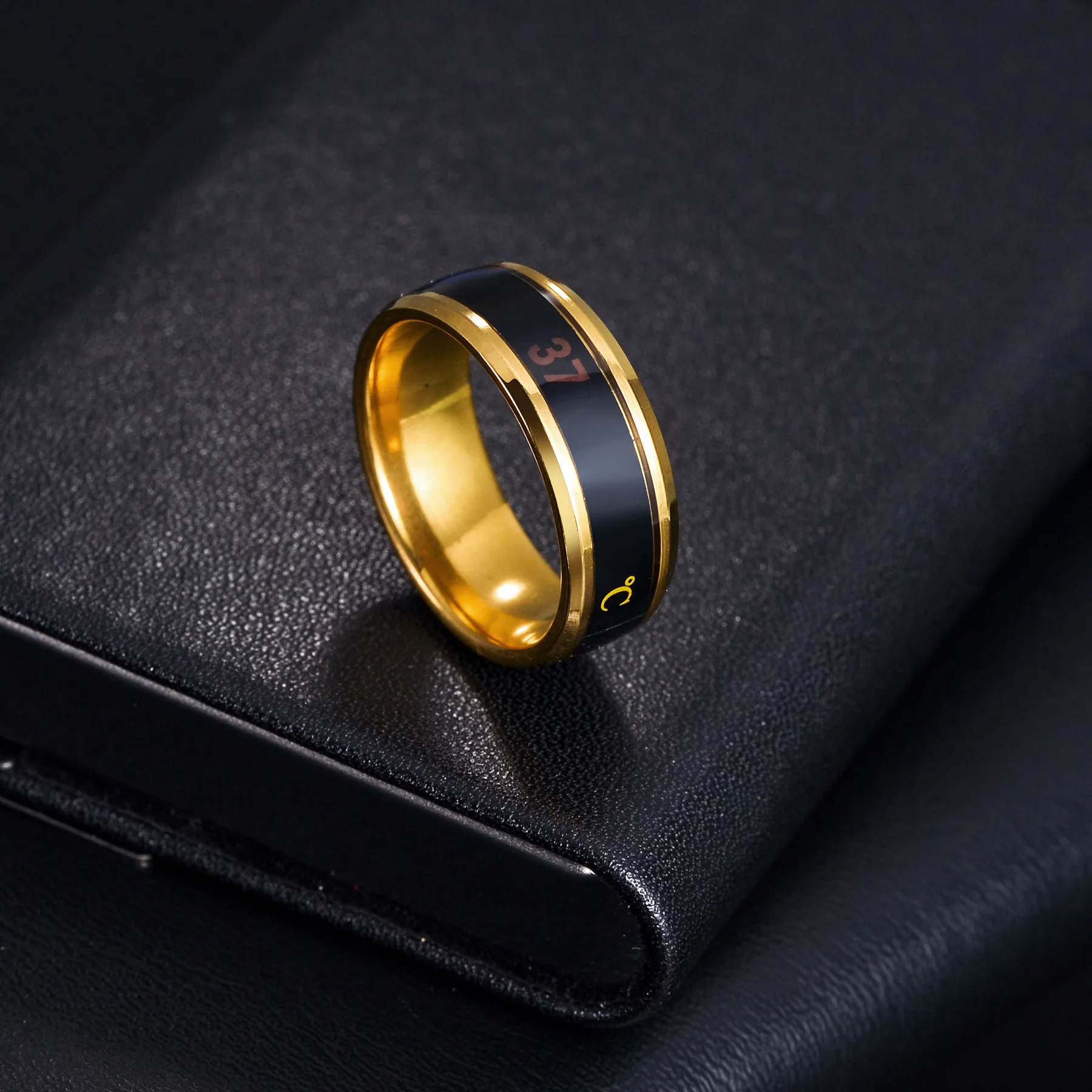 الرجال 8 مللي متر الفولاذ المقاوم للصدأ المزاج العاطفة الشعور درجة الحرارة خواتم للنساء الرجال الأزواج خواتم لهجة غرامة مجوهرات هدية #5