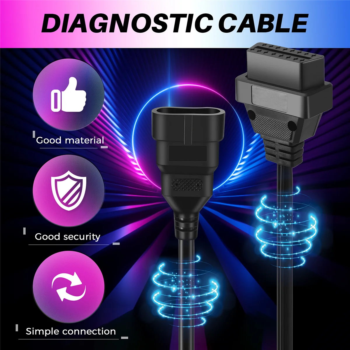 Dla 3-pinowego na 16-pinowego adaptera złącza OBDII OBD2 obd-II Auto Car Cable Obd dla 3-pinowego kabla diagnostycznego