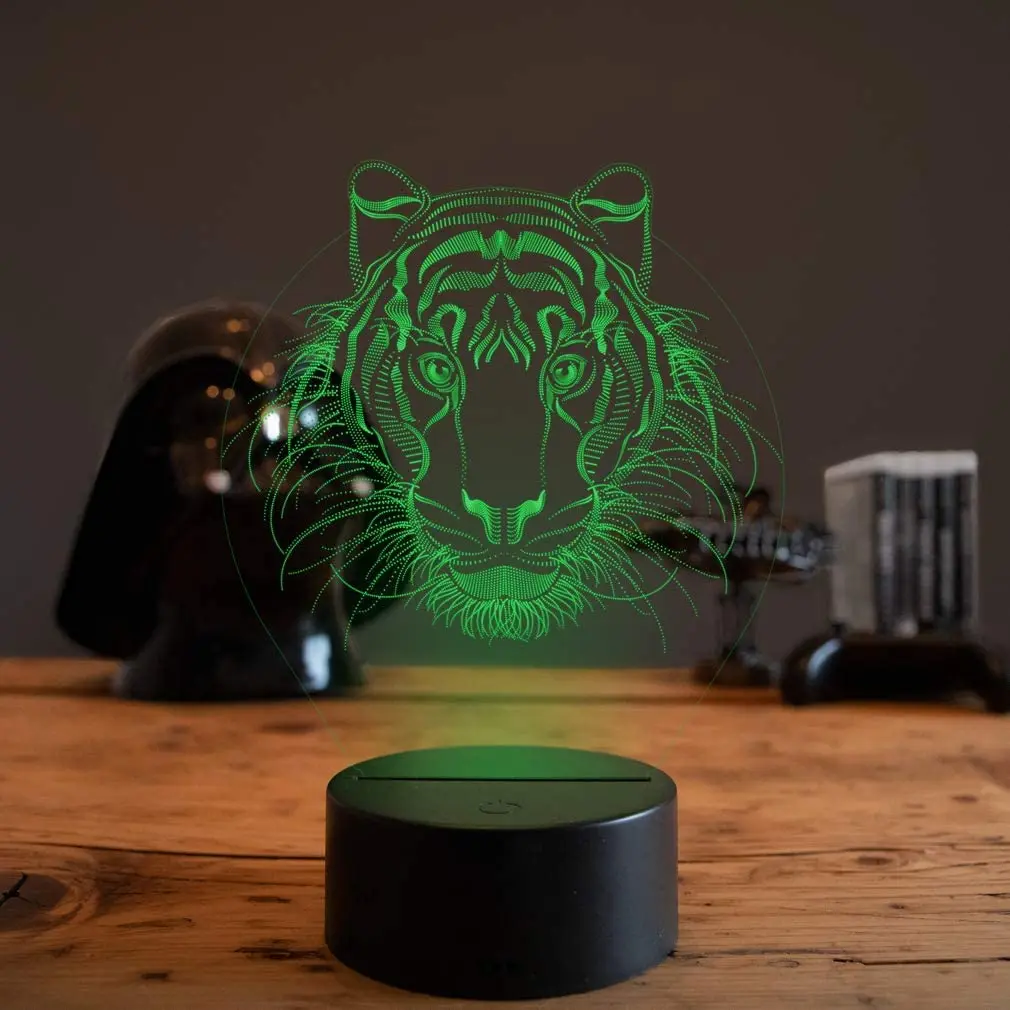 3D Lion Led Night Light 7 Colors Changing Optical Illusion Lamp USB Table Desk Lamp Children Kids Christmas Birthday Gift