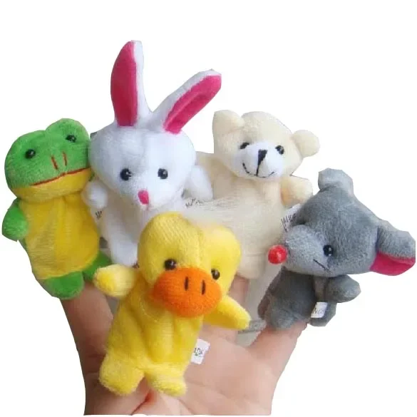 1/10 pz/lotto giocattoli di peluche per bambini Happy Family Fun Cartoon Animal Finger Puppet Hand Kid Learning & Education Toys figure regalo burattino