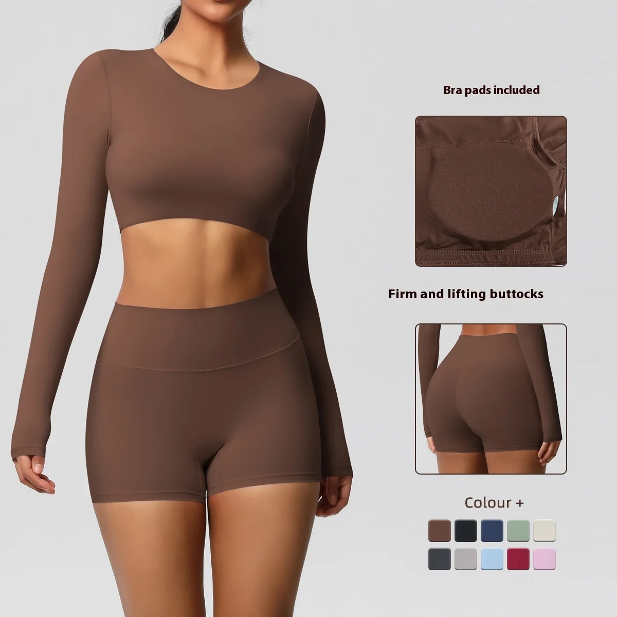 EU/US Solid Color Double-Brushed Yoga Set – Breathable & Tight Fit for Running, Gym & Workout, Women’s 2-Piece Activewear