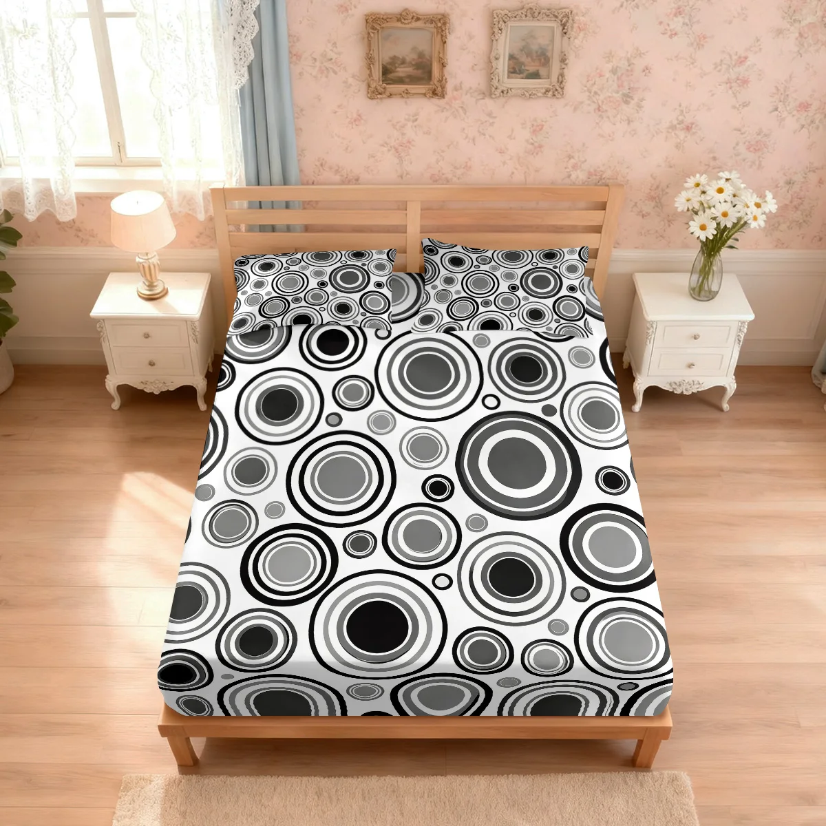 3-teiliges Bettwäsche-Set mit Farbkontrast und Unregelmäßigem Geometrischem Punktmuster, Kernloses Design, Verschiedene Größen, Bettüberwurf, Schlafzimmer-Dekoration