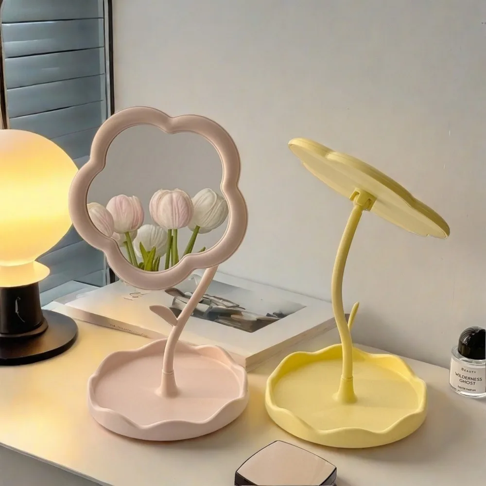 1pc Charming Sunflower Makeup Mirror with Storage Tray - 360° Swivelling,Adjustable Vanity Mirror Perfect for Bedroom Decoration