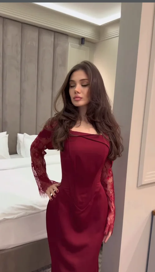 

Evening Luxury Woman Party Dresses Dubai Mermaid Floor-Length Special Occasion Prom Gowns Claret Customized فساتين سهر