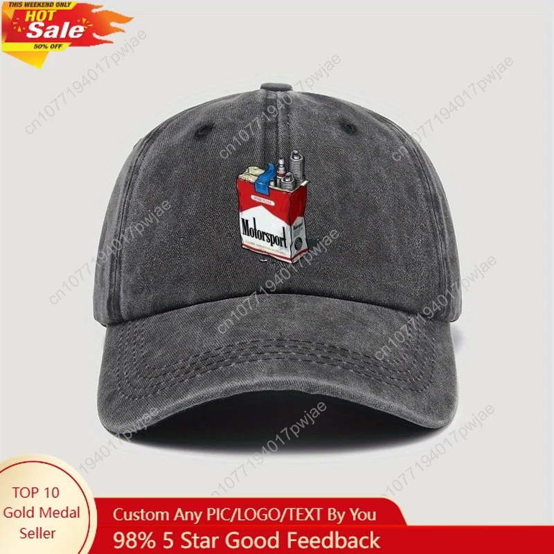 Boné de beisebol amarelo retrô "Motorsport" masculino – ajuste estruturado de poliéster leve com aba curvada, chapéu esportivo casual para Spri