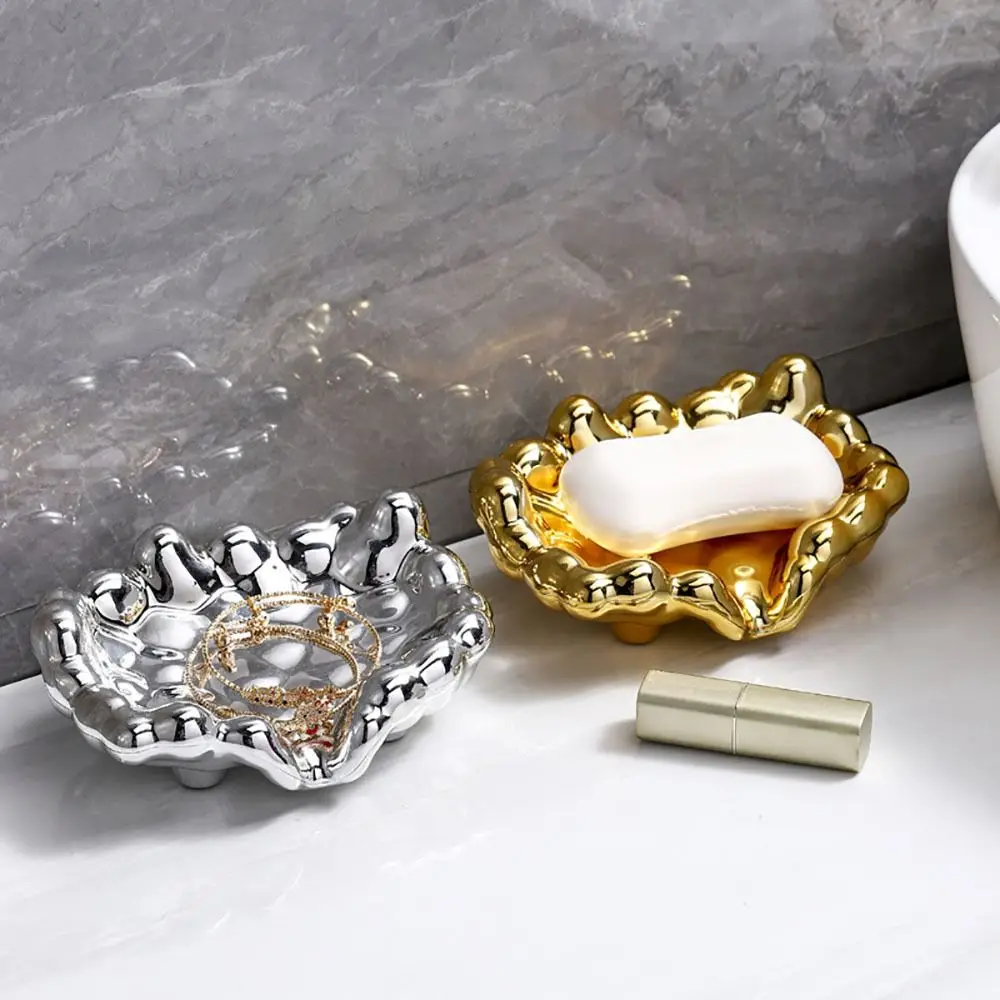 Durable Plastic Soap Dish Gold/Silver Moisture-proof Soap Holder Tilted Design Mold Resistant Soap Storage Rack