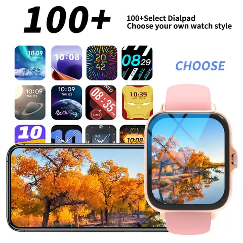 Smartklocka med full pekskärm, samtal, meddelandepåminnelse, musikkontroll och andra funktioner, kompatibel med iPhone/Android-enheter 10 best sales klockor utan armband - №1