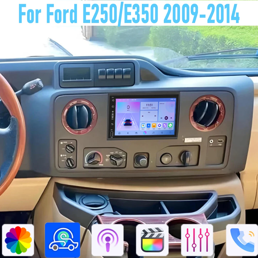 

7" For Ford E250/E350 2009-2014 GPS 64GB Car Stereo Radio Wireless Carplay Android Auto Head Unit Intelligent System WIFI Navi