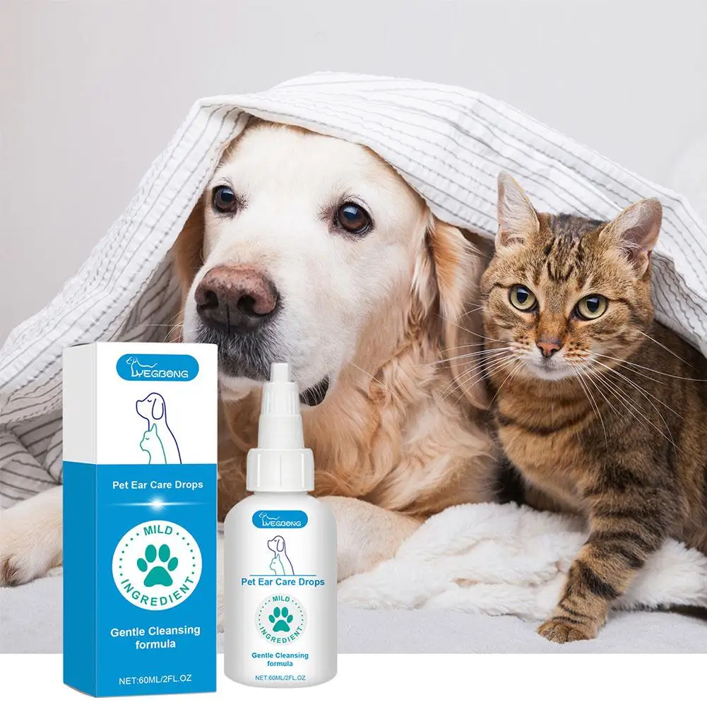 NEW High-end 60ml Pet Ear Cleaning Solution Remove Ear Insects Drops And Cleaning Stop Products Deodorize Itching And Pet M K7K0