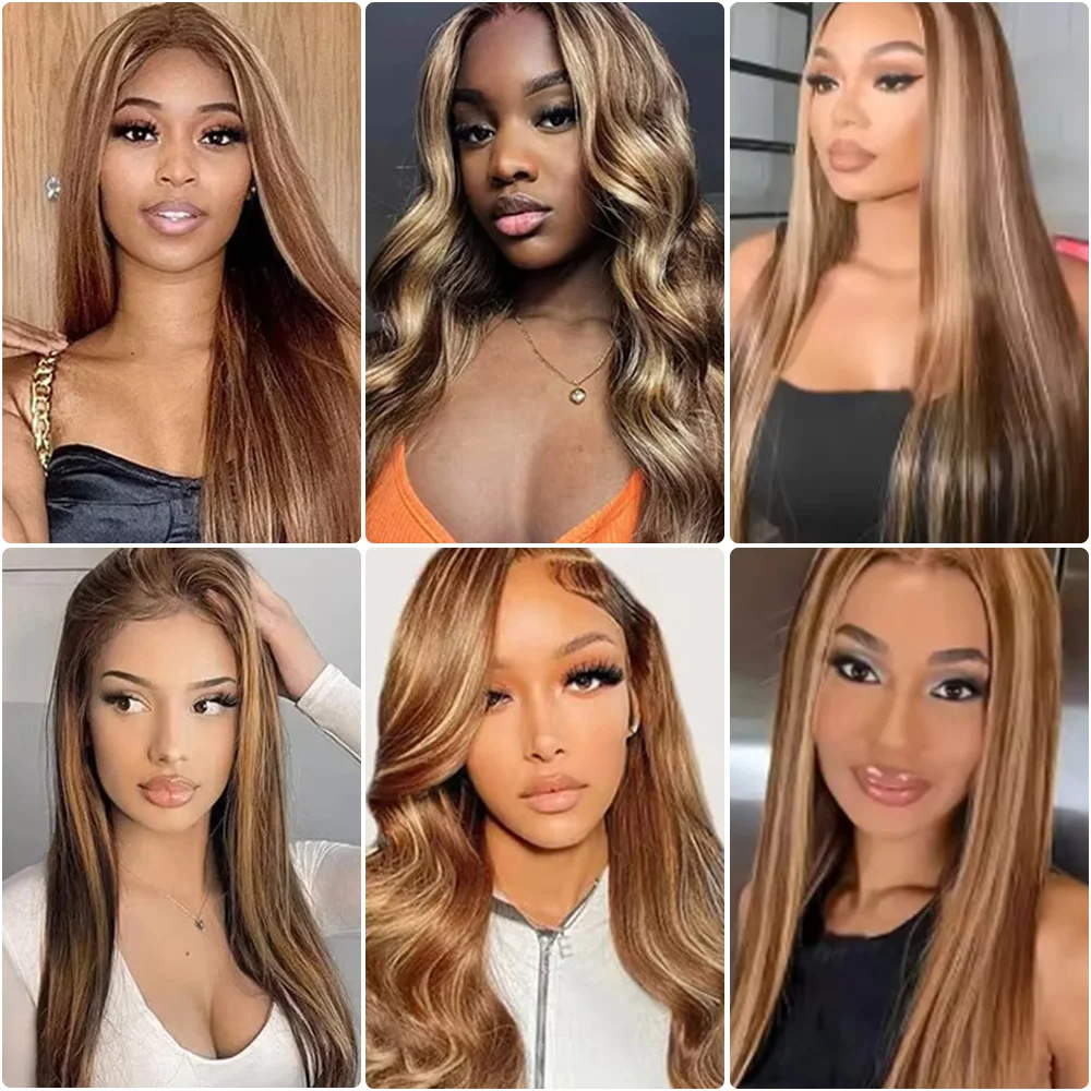 Выделите парик 100% человеческие волосы, прямые 13x6 HD, кружевные фронтальные парики, медовый блондин, 13x4, парики из натуральных волос на кружеве для женщин, 30 дюймов